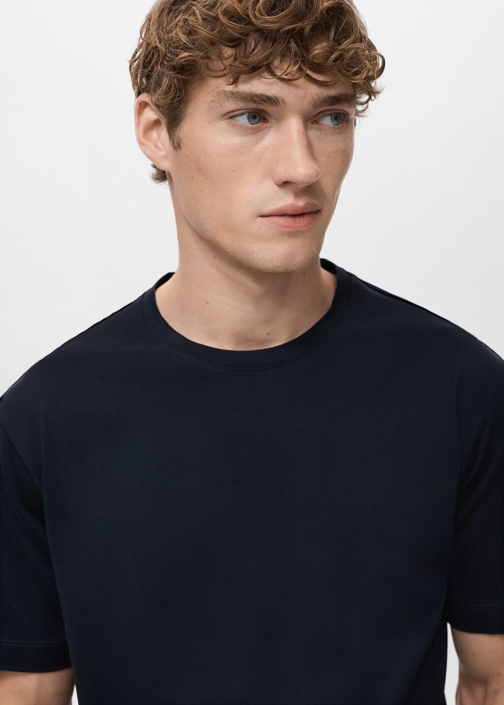 Navy Cotton T-Shirt Regular Fit, Navy, large image number 4