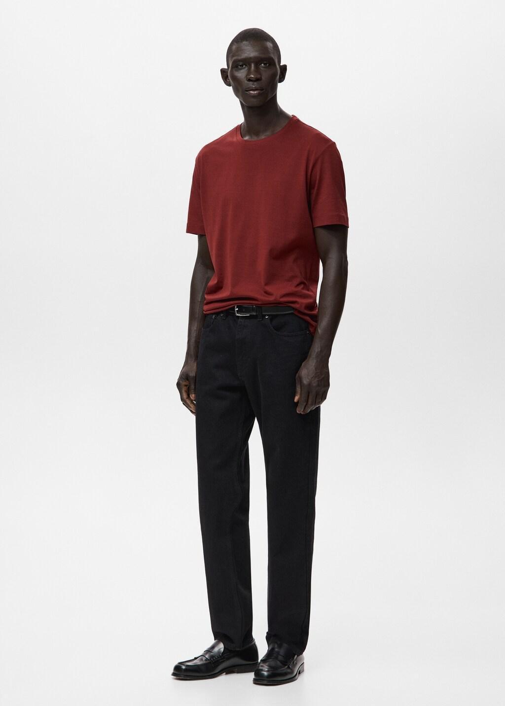 Red Cotton T-Shirt Regular Fit, Dark Red, large image number 0