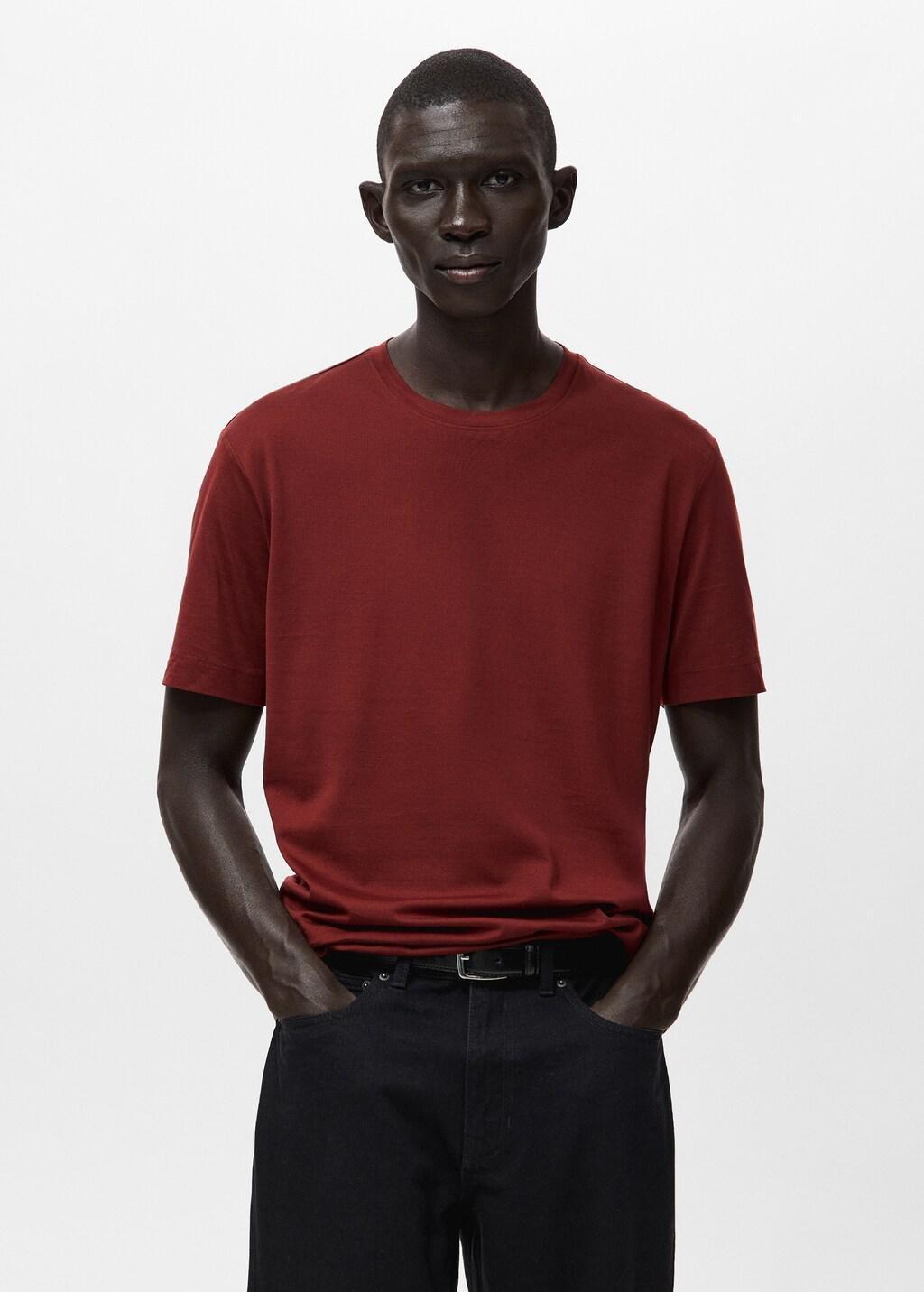 Red Cotton T-Shirt Regular Fit, Dark Red, large image number 3