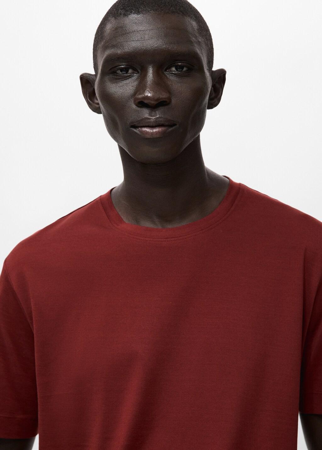 Red Cotton T-Shirt Regular Fit, Dark Red, large image number 4