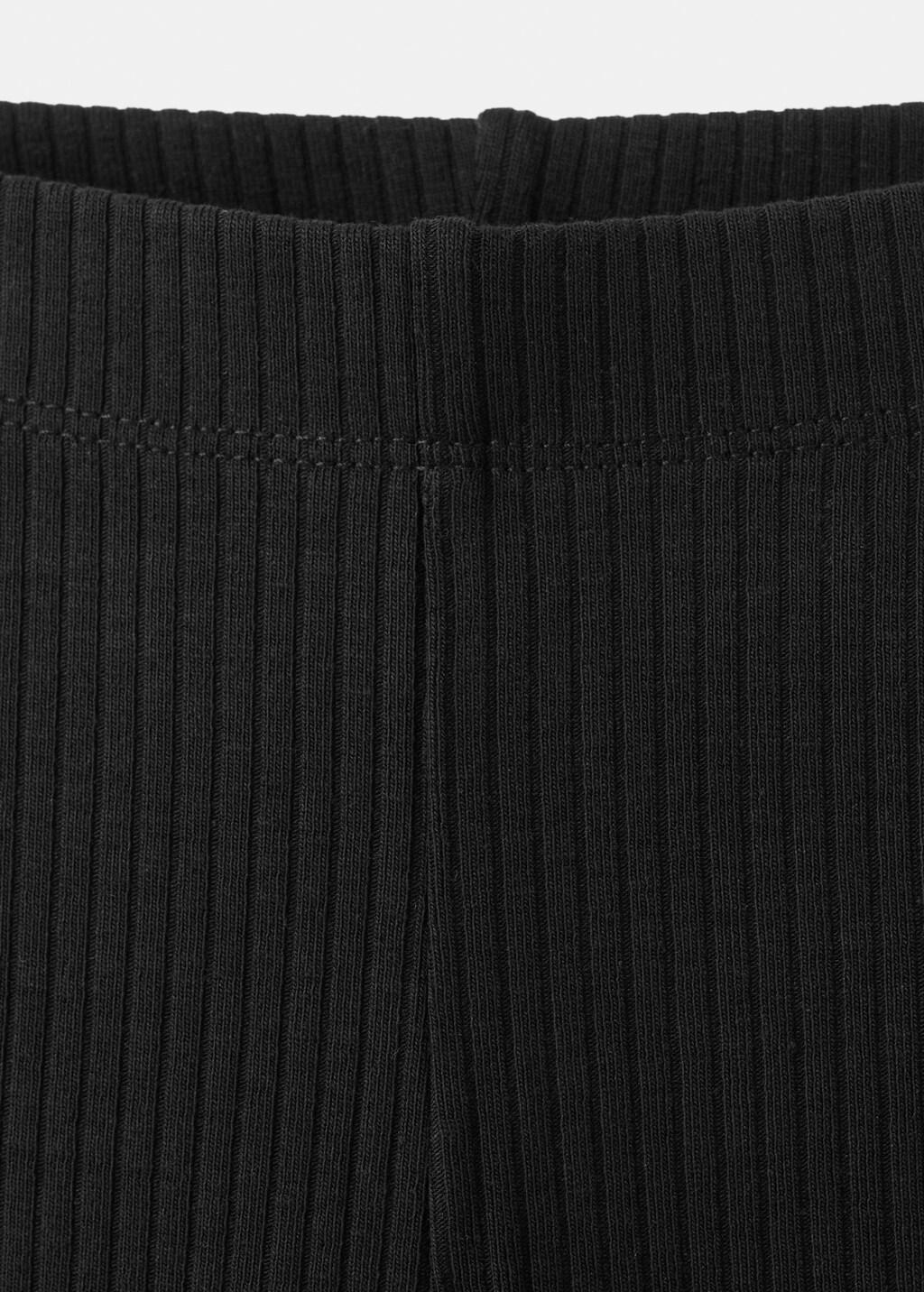 Black Ribbed Flared Leggings, Baby Girl, Black, large image number 1