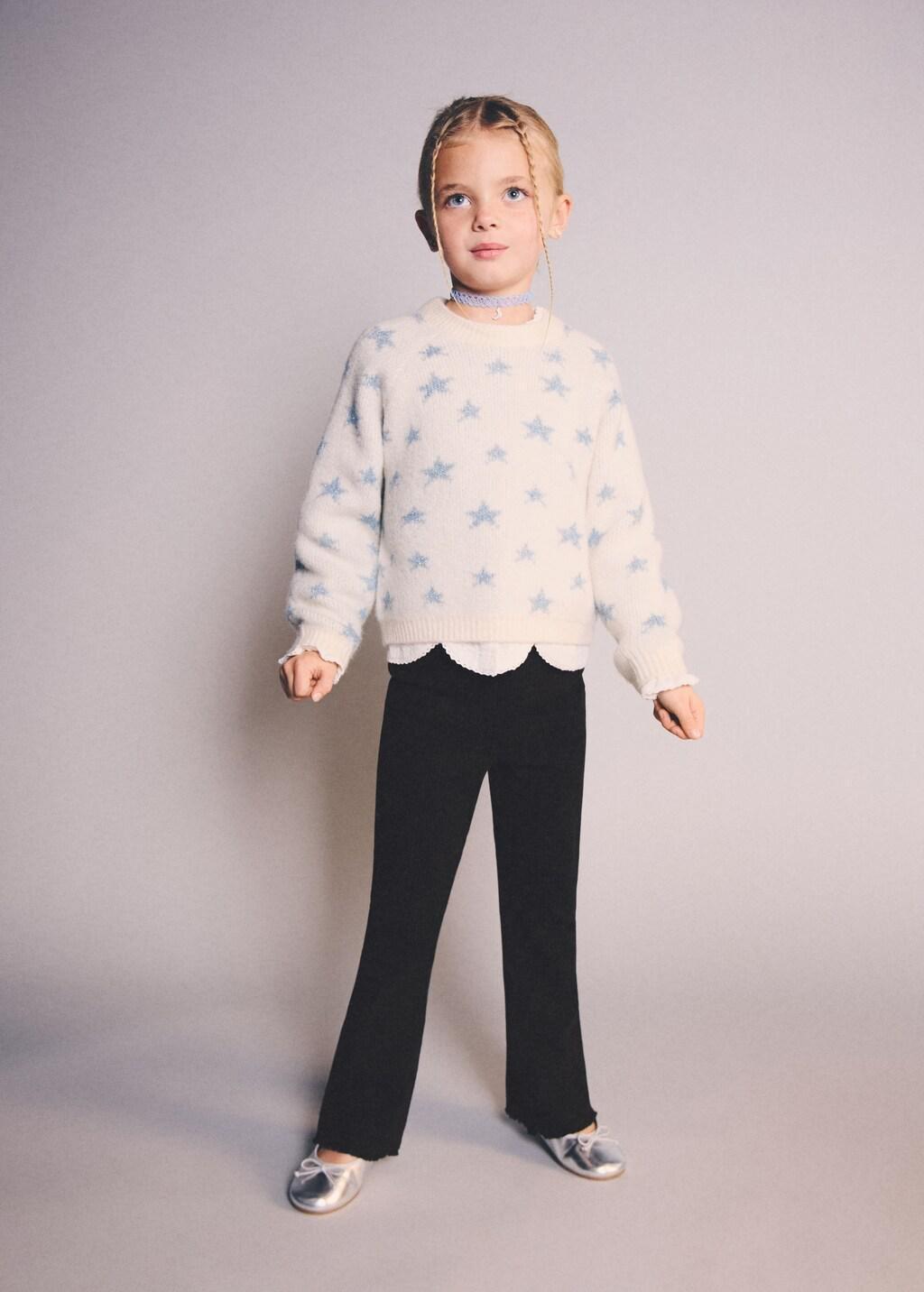 Black Ribbed Flared Leggings, Baby Girl, Black, large image number 3