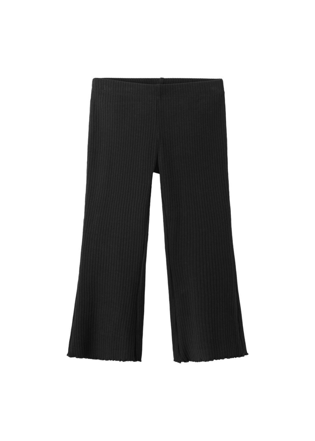 Black Ribbed Flared Leggings, Baby Girl, Black, large image number 5