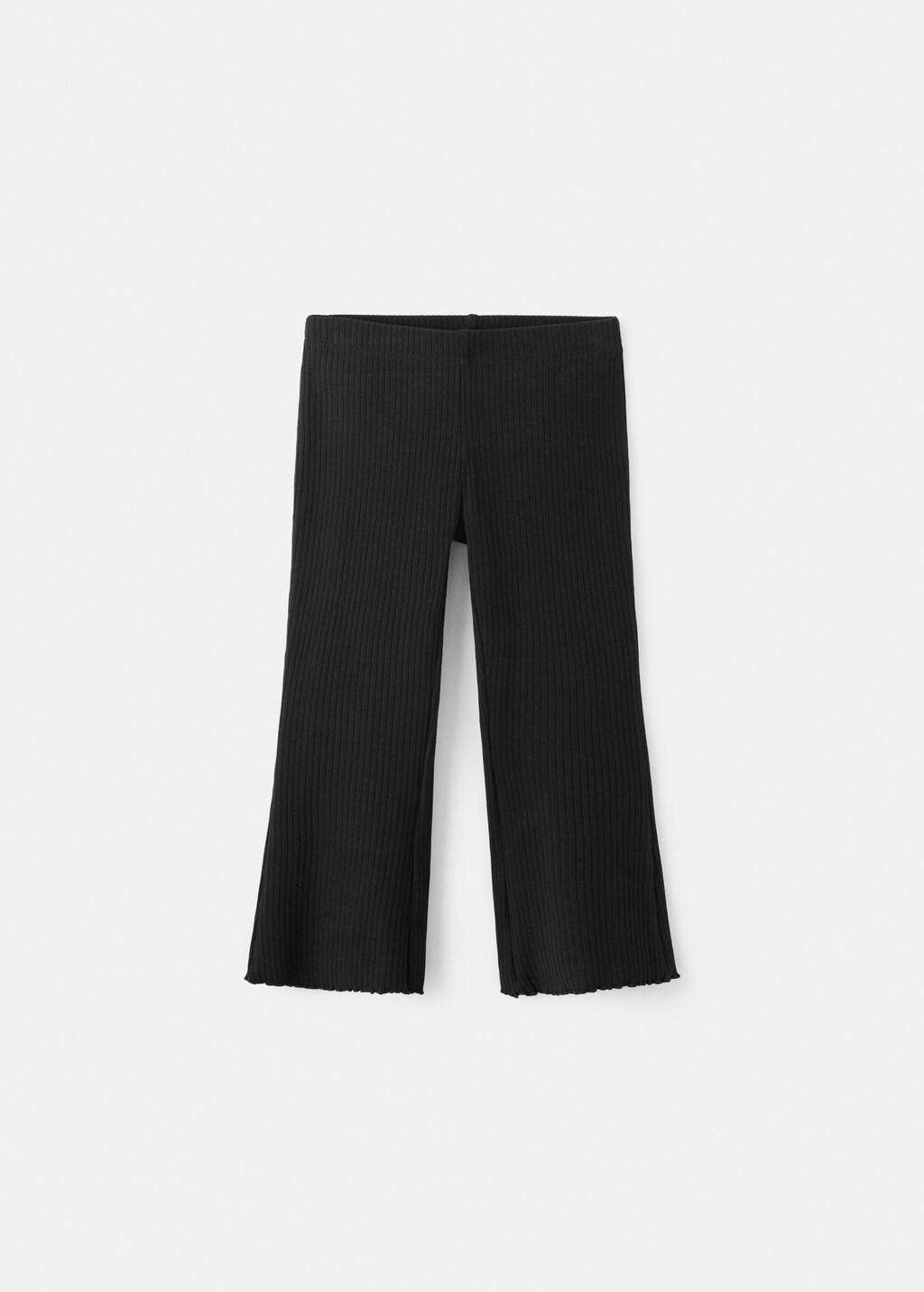 Black Ribbed Flared Leggings, Baby Girl, Black, large image number 6