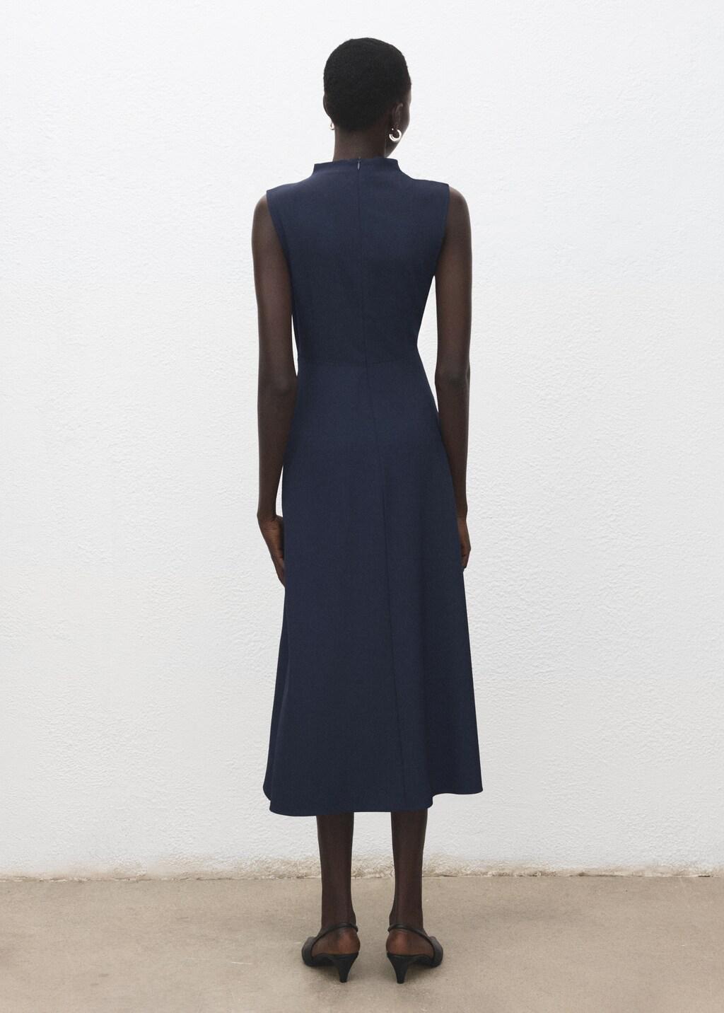 Navy A-Line Dress With Metal Embellishment, Navy, large image number 2