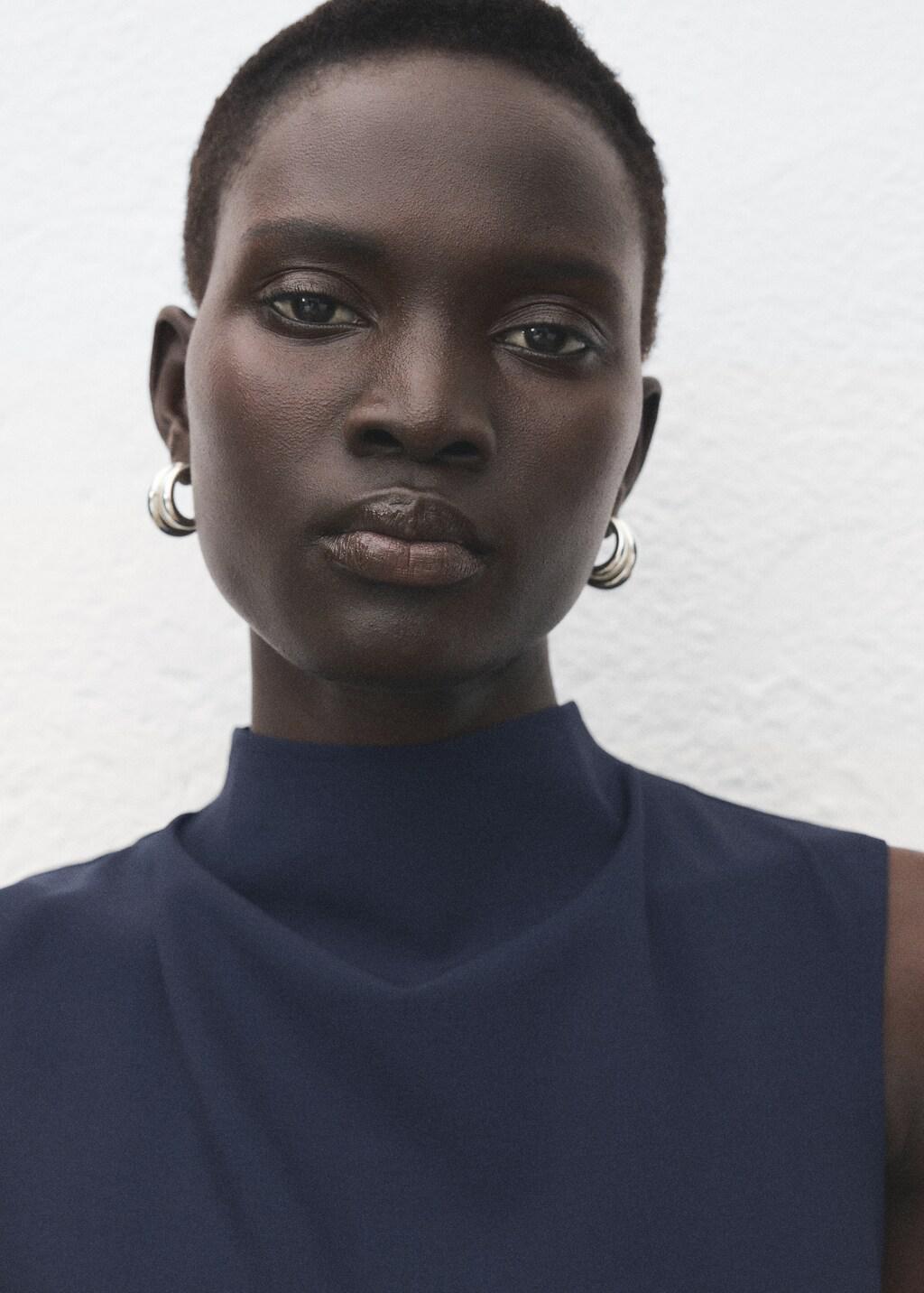 Navy A-Line Dress With Metal Embellishment, Navy, large image number 4