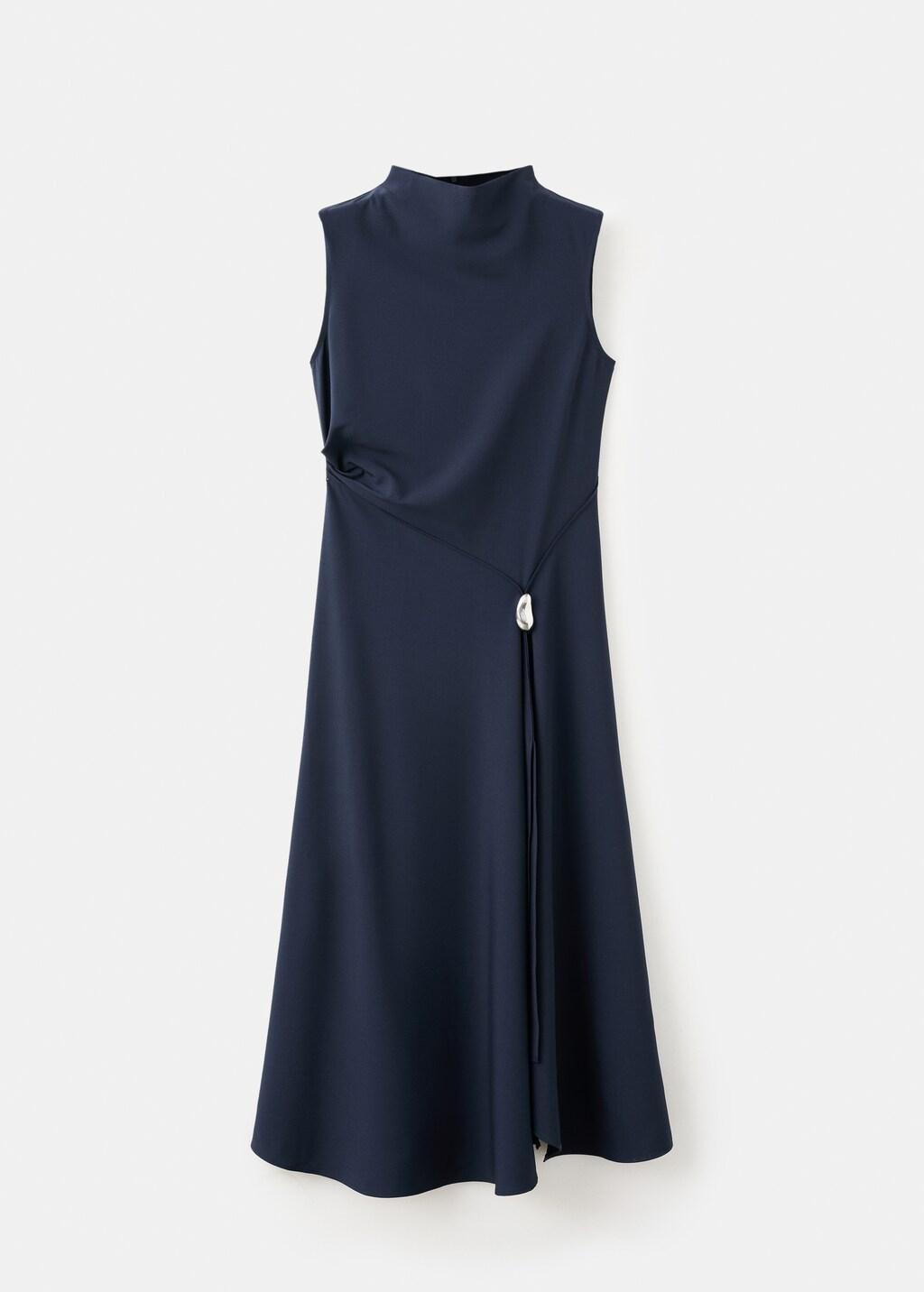 Navy A-Line Dress With Metal Embellishment, Navy, large image number 7
