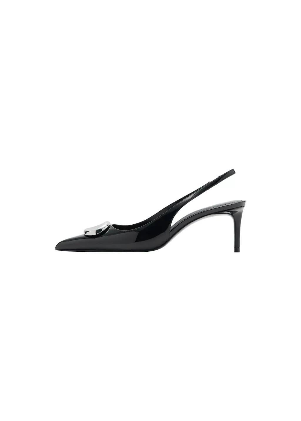 Black Patent Leather High-Heeled Shoes With Metal Detail, Black, large image number 3