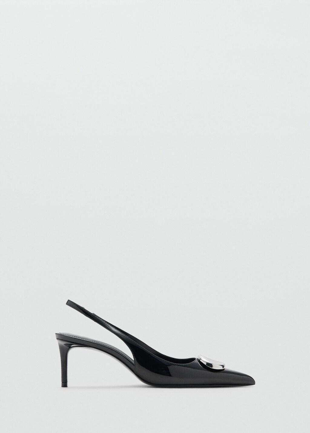 Black Patent Leather High-Heeled Shoes With Metal Detail, Black, large image number 4