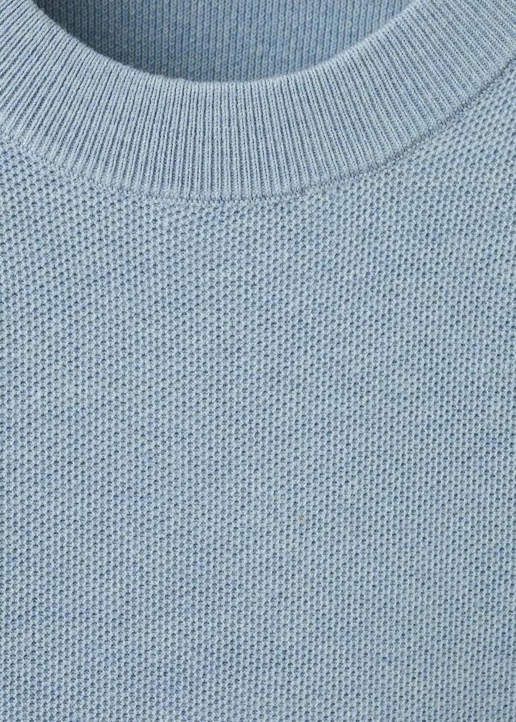 Blue Microstructured Cotton Knit Sweater, Light-Pastel Blue, large image number 1