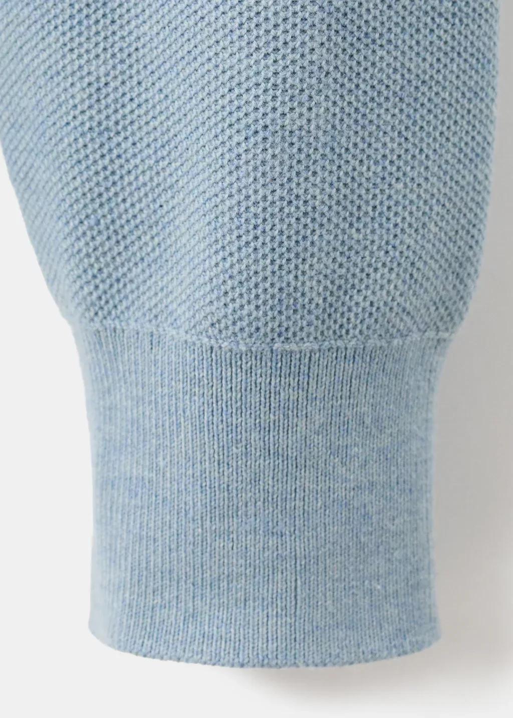 Blue Microstructured Cotton Knit Sweater, Light-Pastel Blue, large image number 5