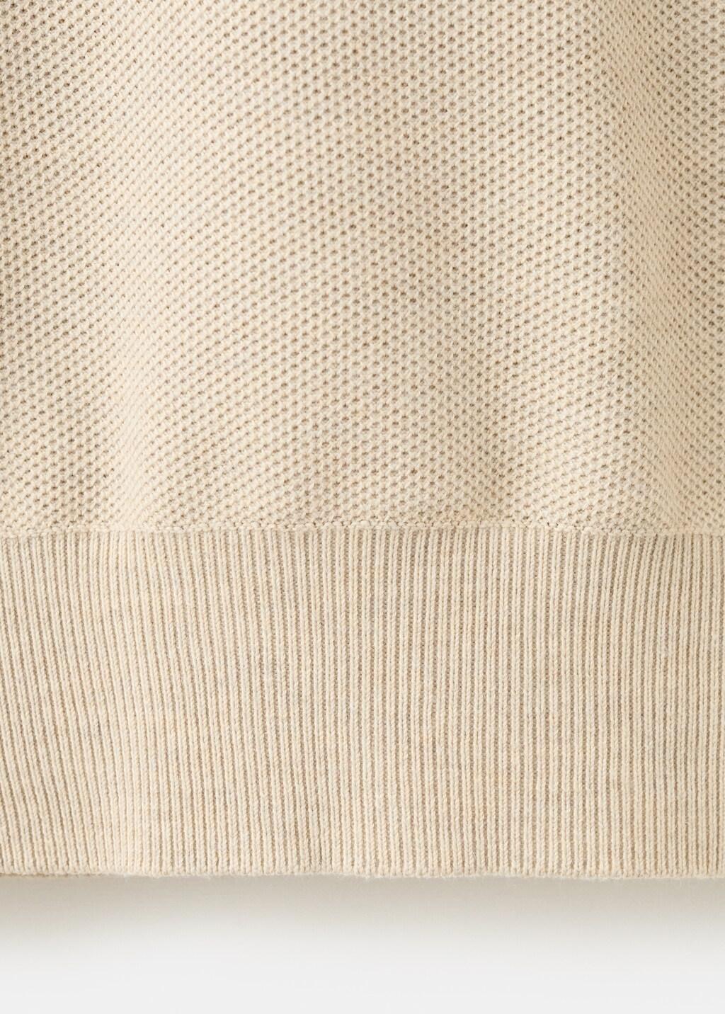 Beige Microstructure Sweater With Zipper Collar, Light Beige, large image number 5