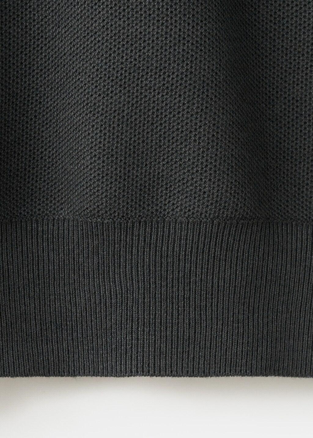 Grey Microstructure Sweater With Zipper Collar, Dark Grey, large image number 5