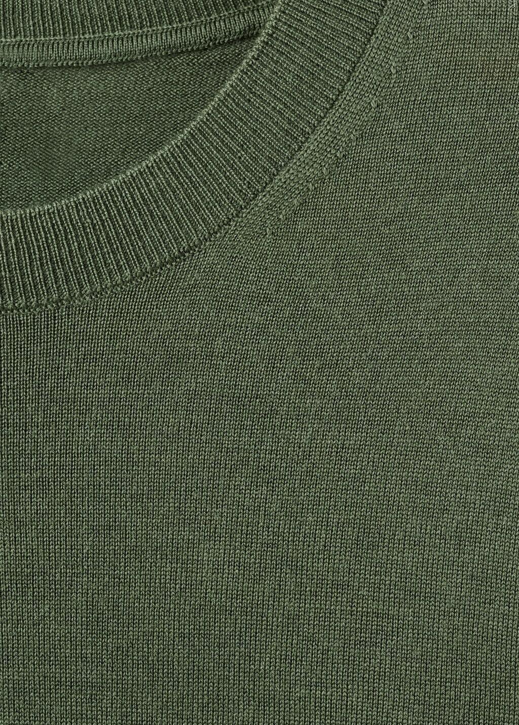 Green Merino Wool Crew Neck Sweater, Green, large image number 1