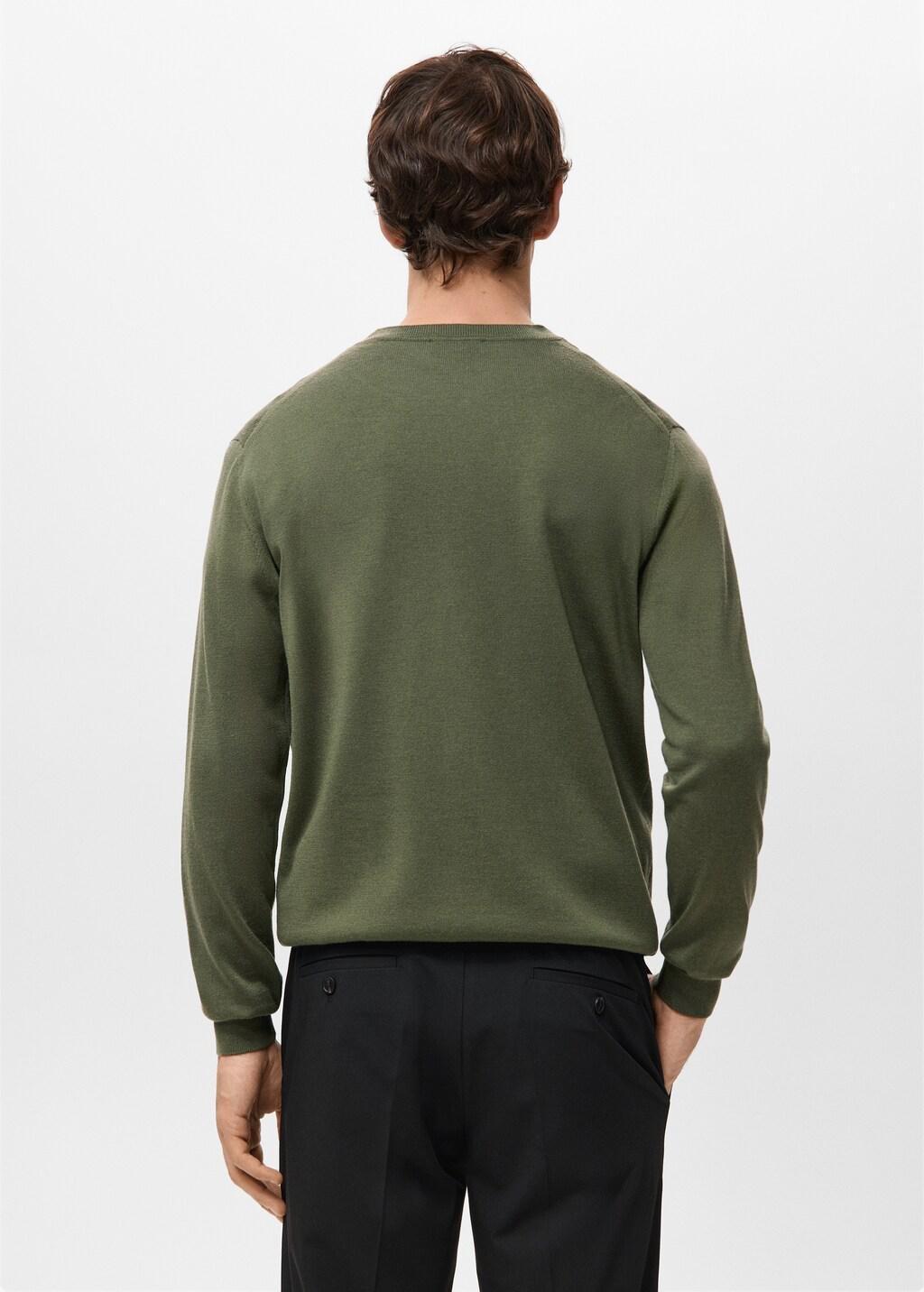 Green Merino Wool Crew Neck Sweater, Green, large image number 2