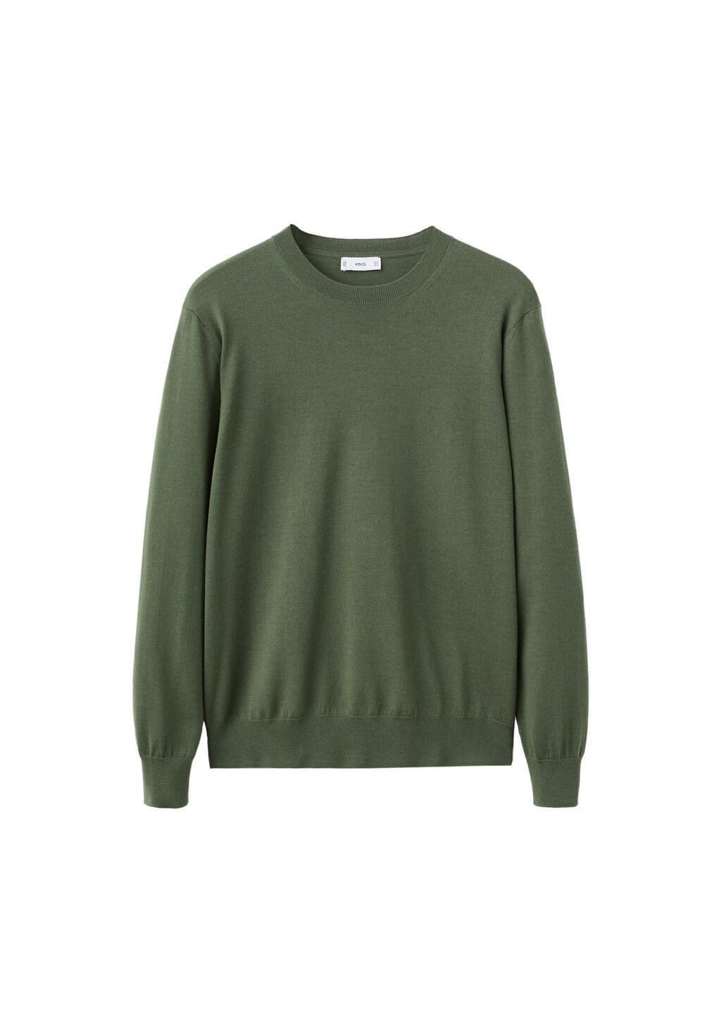 Green Merino Wool Crew Neck Sweater, Green, large image number 6