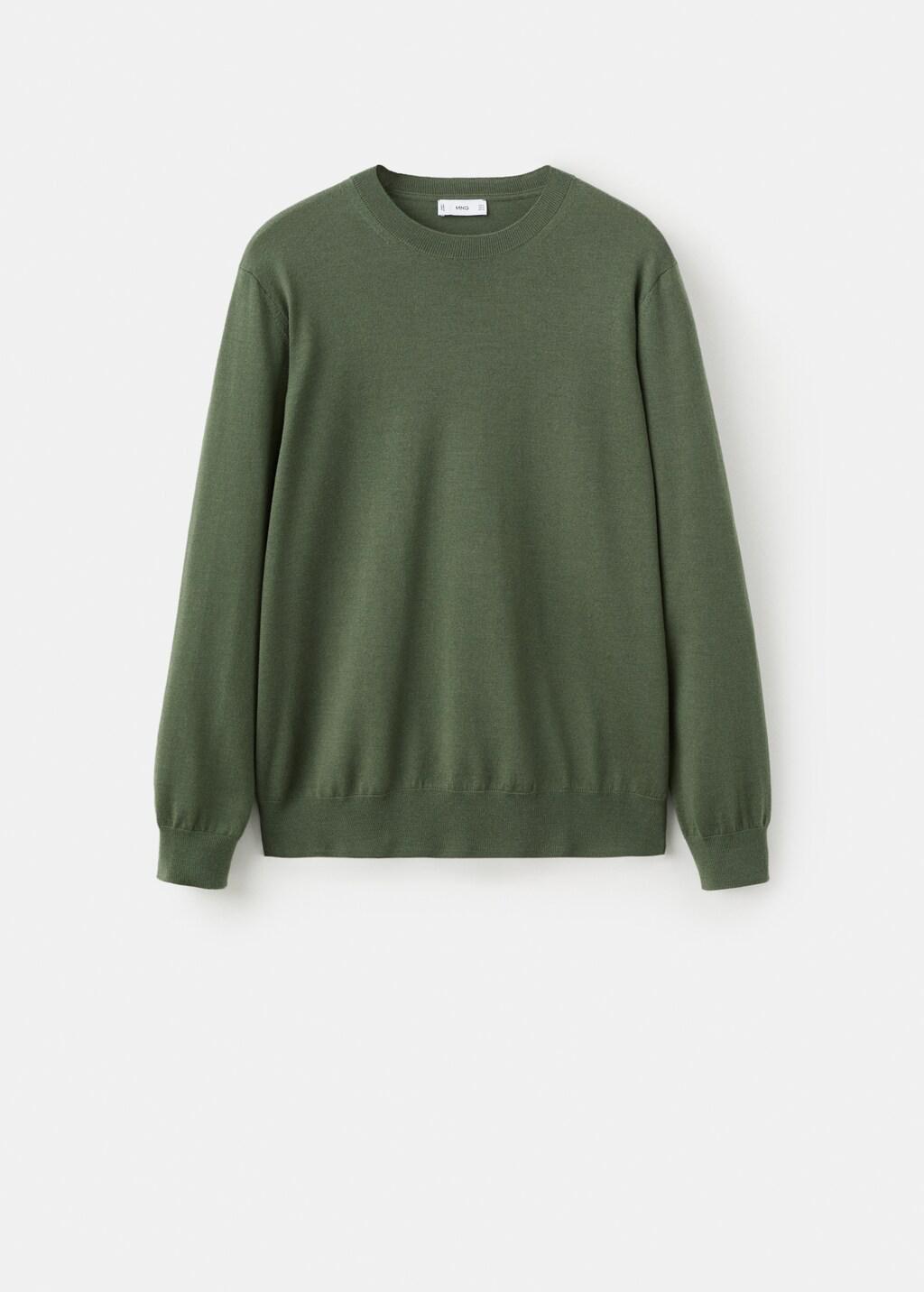 Green Merino Wool Crew Neck Sweater, Green, large image number 7