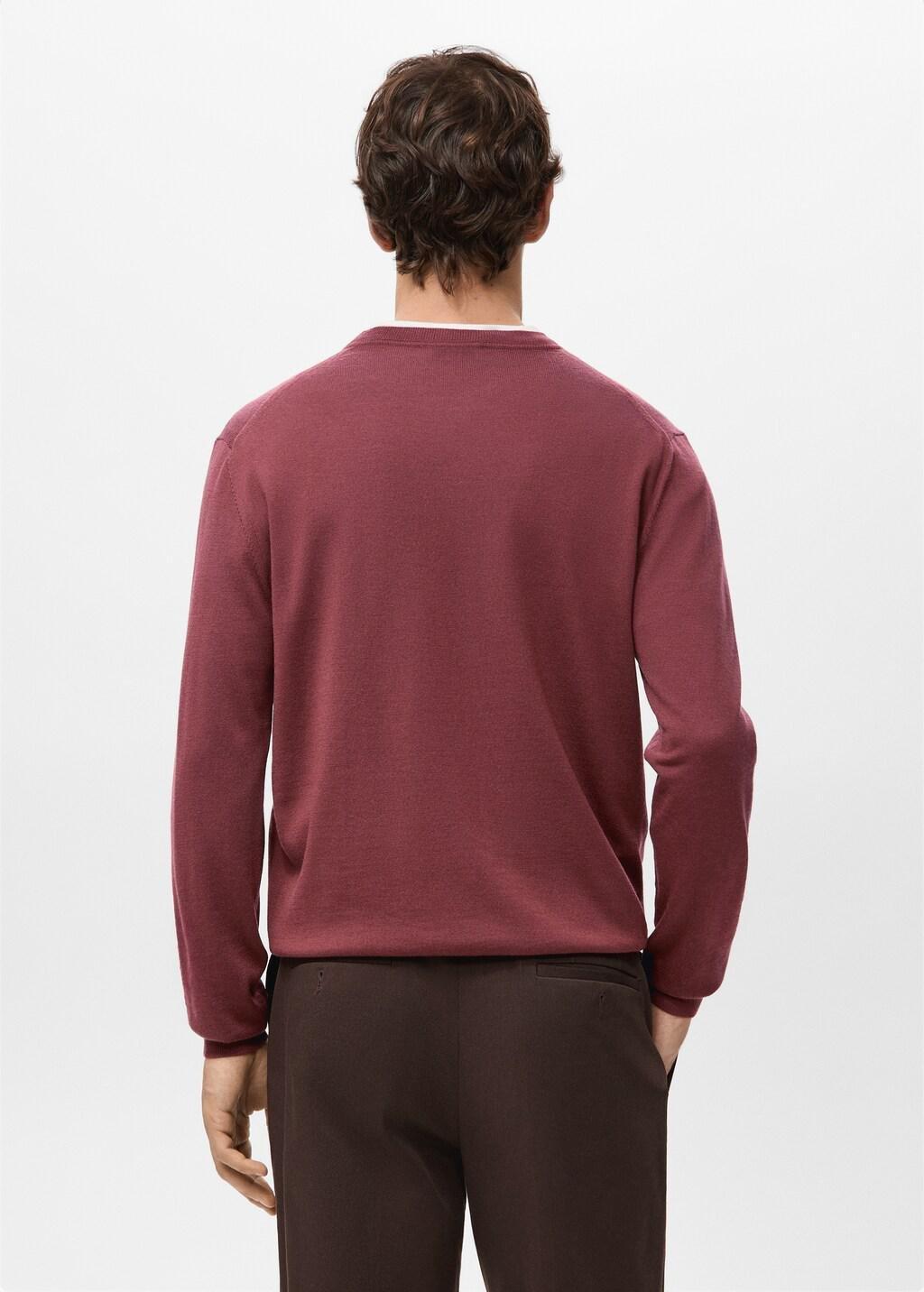 Red Merino Wool Crew Neck Sweater, Dark Red, large image number 2