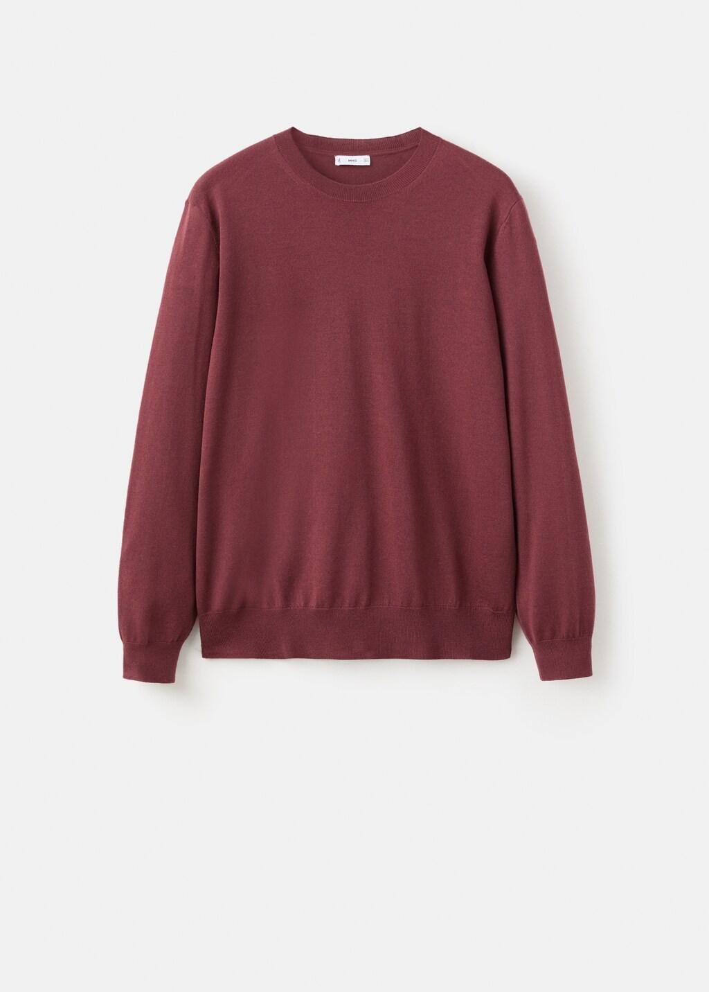 Red Merino Wool Crew Neck Sweater, Dark Red, large image number 7