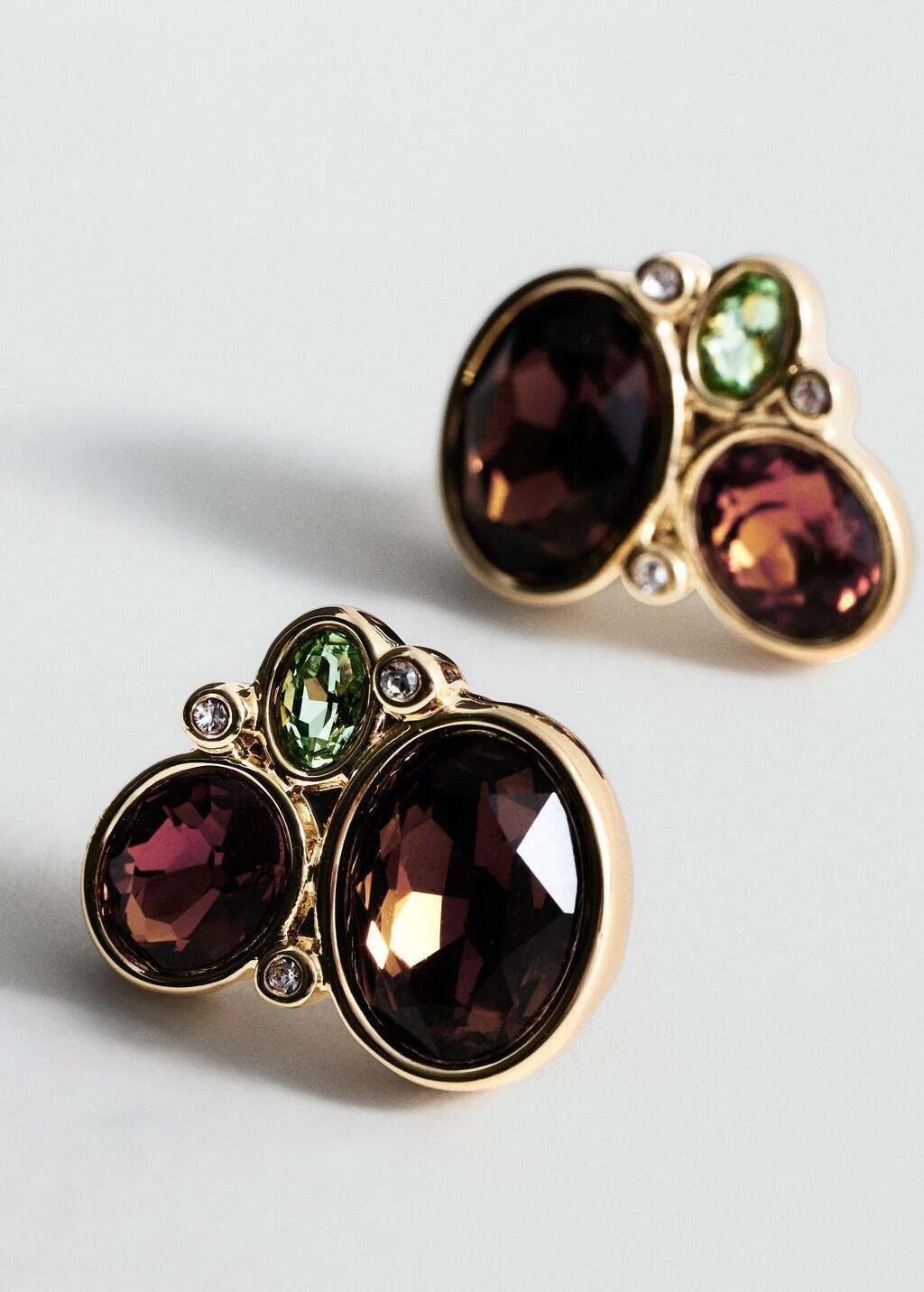 GOLD Combined stone earrings, 0201_OR, medium