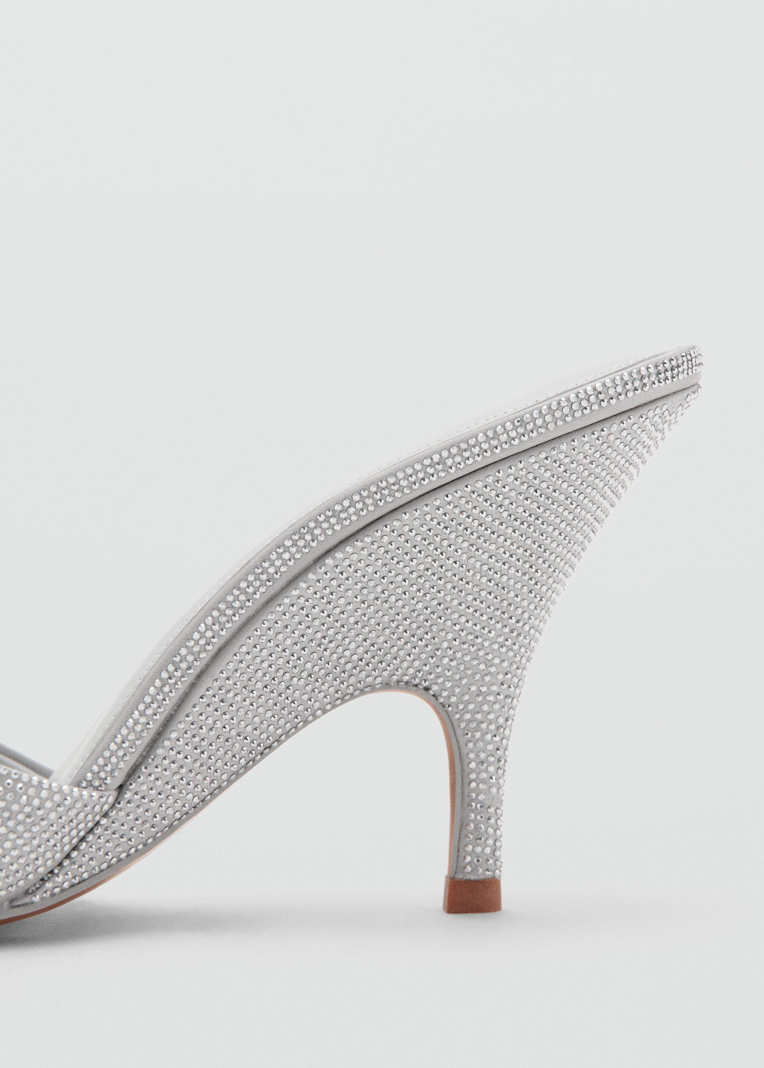 Silver Wedge Heeled Sandals With Rhinestones, Silver, large image number 4