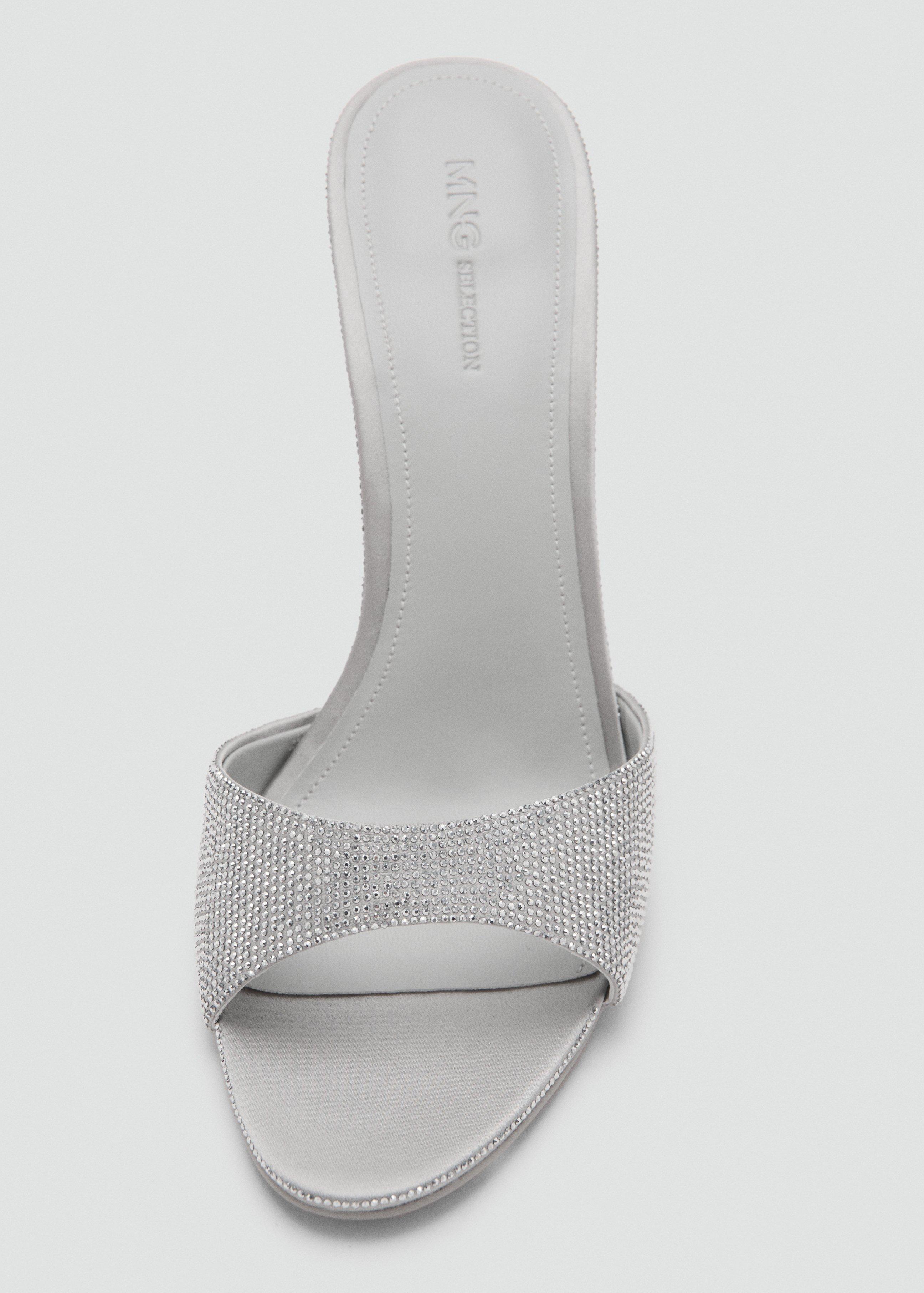 Silver Wedge Heeled Sandals With Rhinestones, Silver, large image number 6