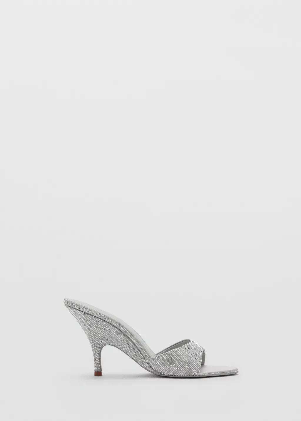 Silver Wedge Heeled Sandals With Rhinestones, Silver, large image number 10