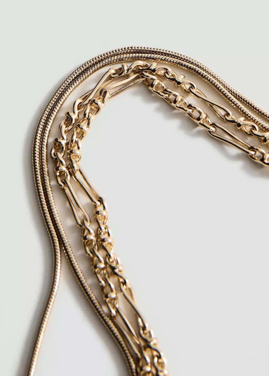 Gold Mixed Double Necklace, Gold, medium