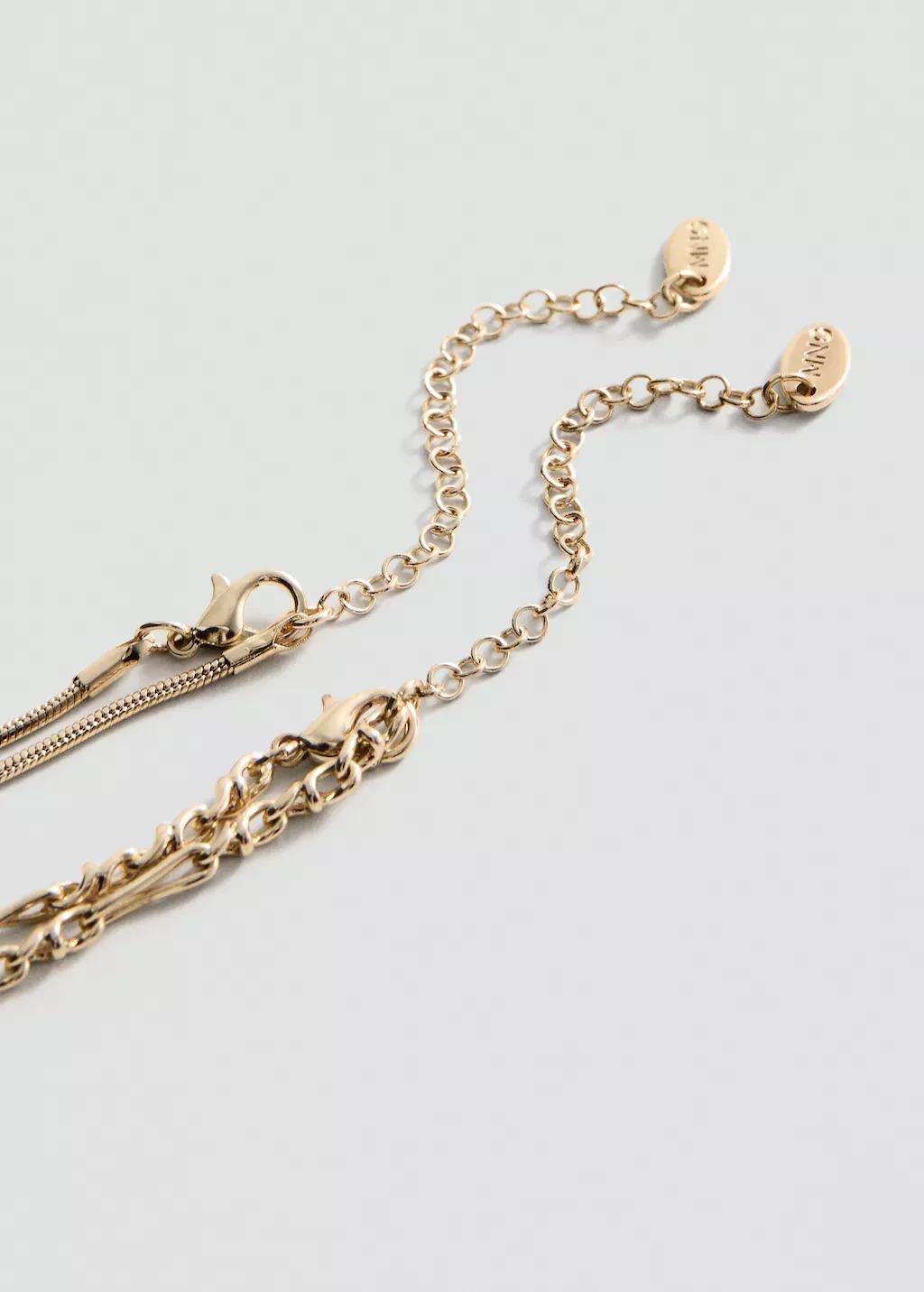 Gold Mixed Double Necklace, Gold, medium