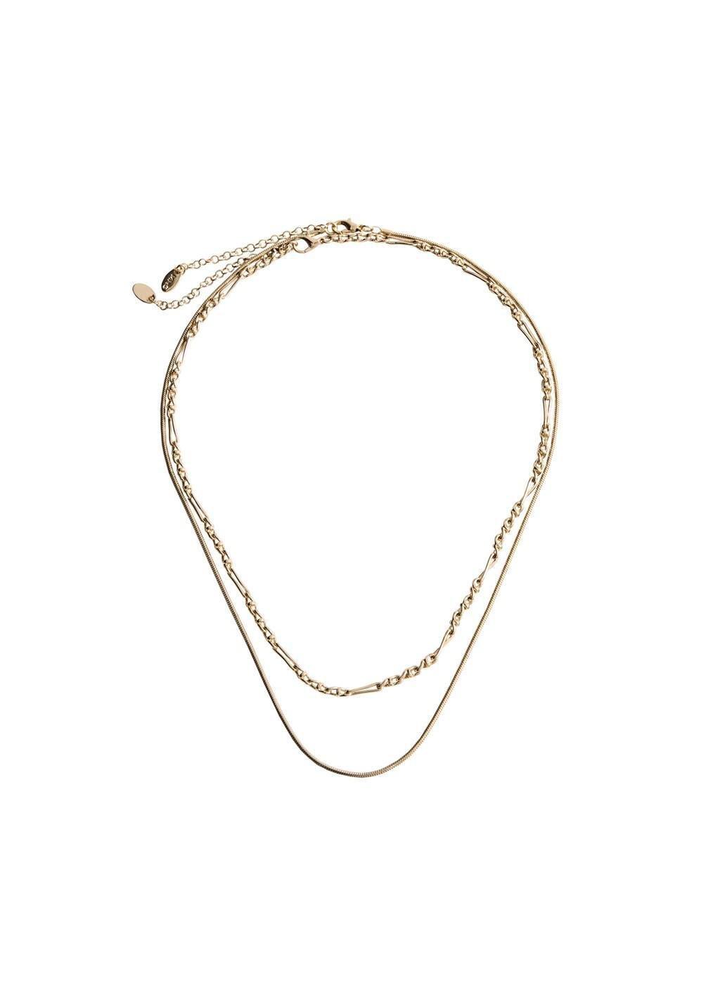 Gold Mixed Double Necklace, Gold, medium