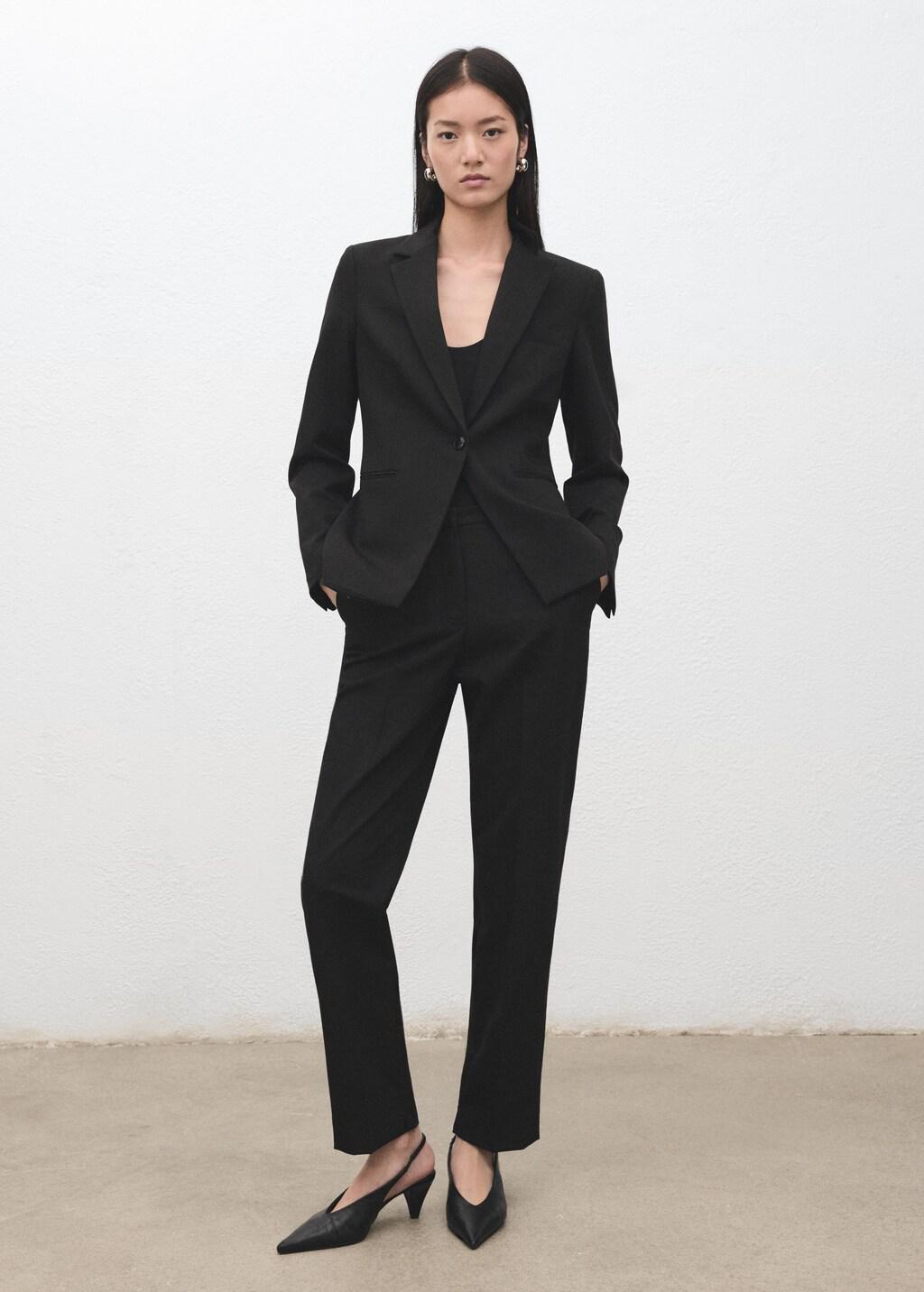Black Fitted Suit Blazer, 0201_99, large image number 0