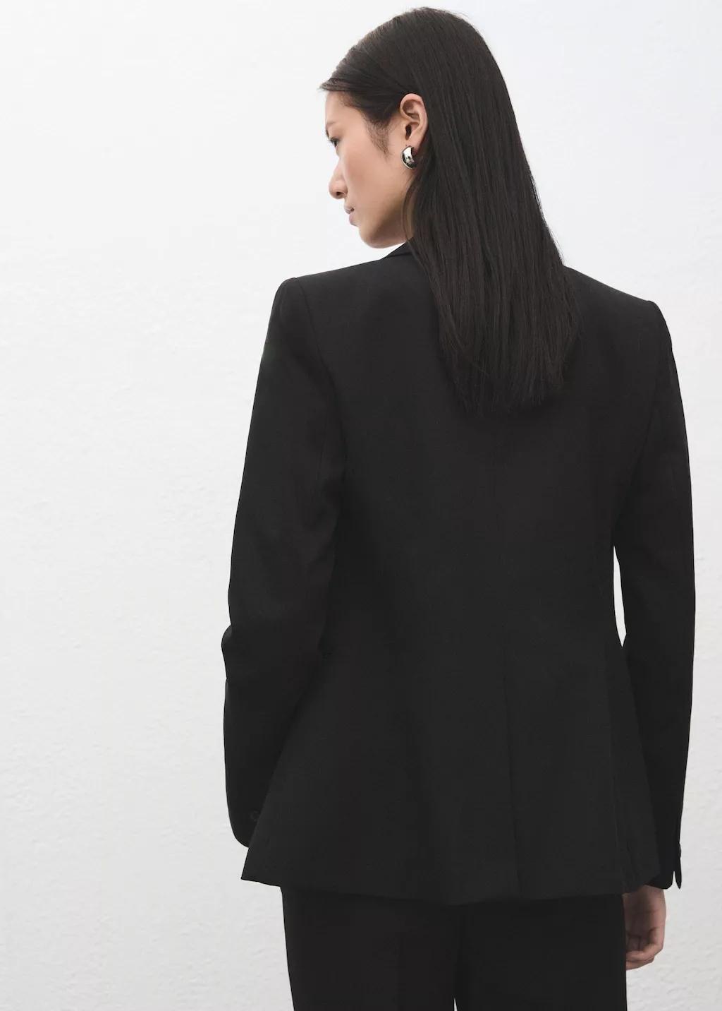 Black Fitted Suit Blazer, 0201_99, large image number 2