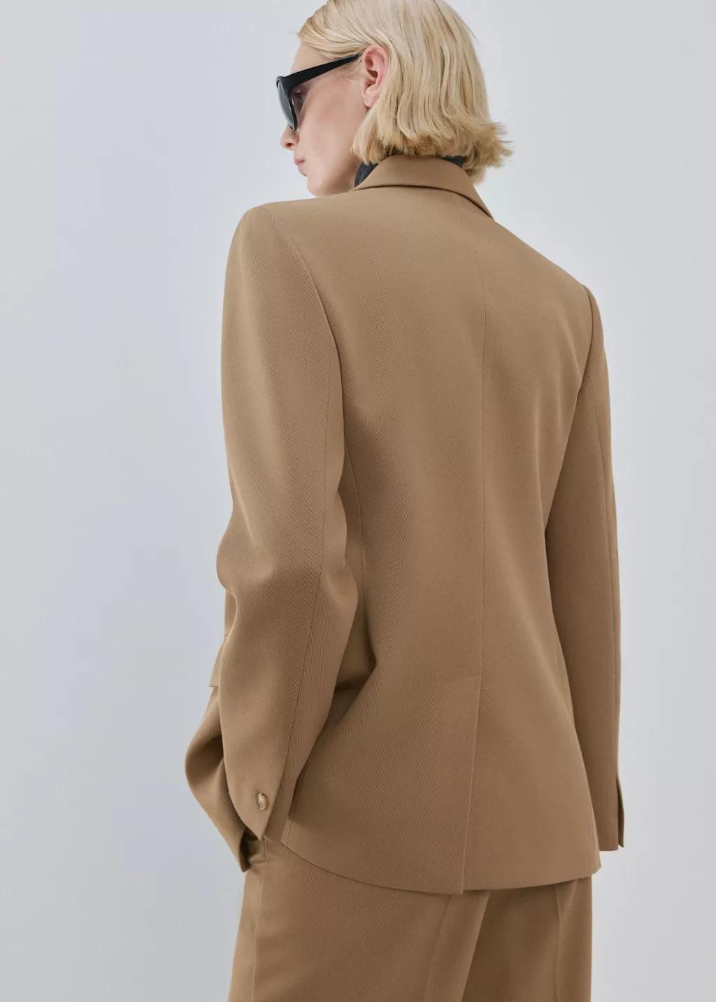 Brown Double-Breasted Suit Jacket, Medium Brown, medium