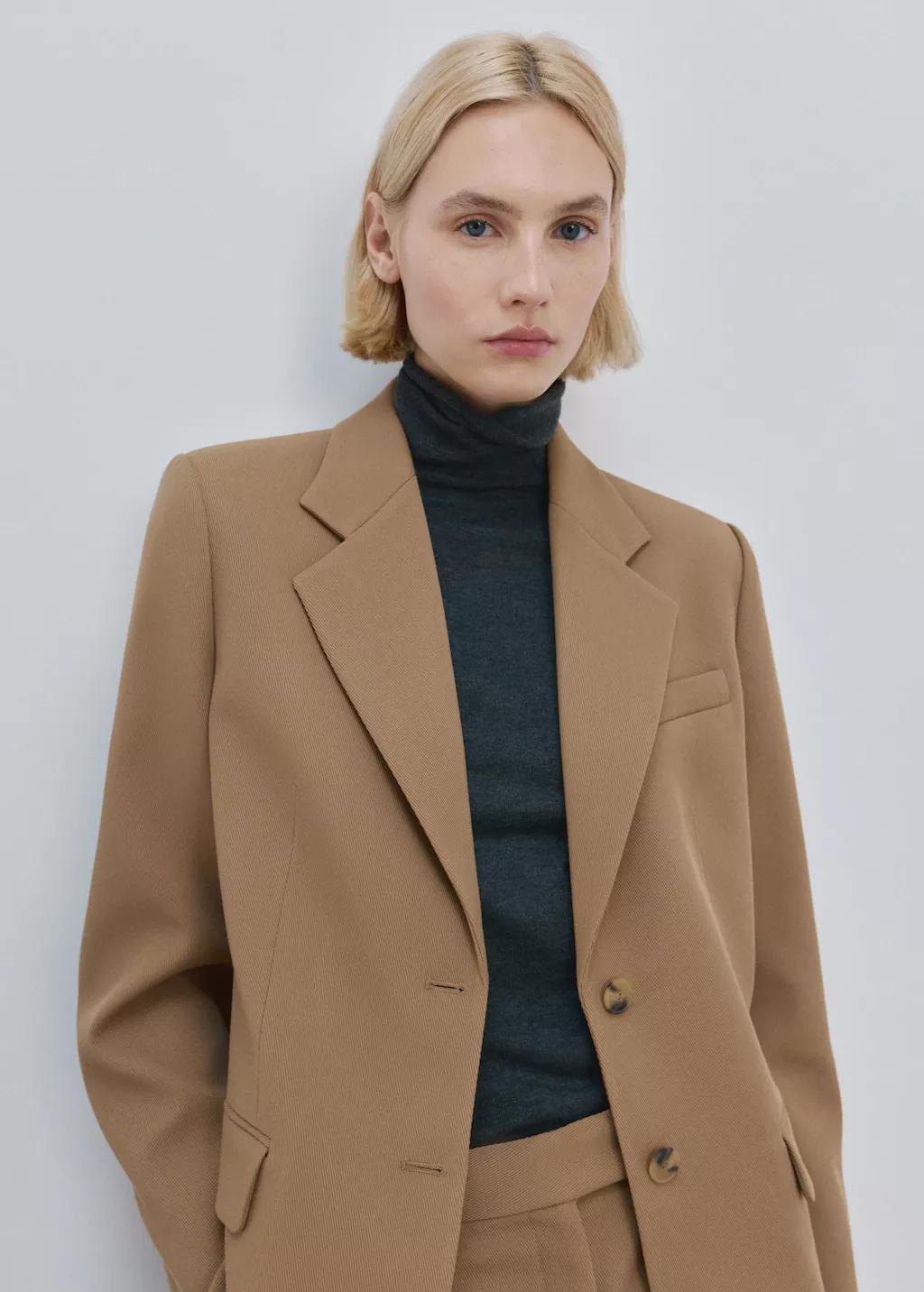 Brown Double-Breasted Suit Jacket, Medium Brown, large image number 3