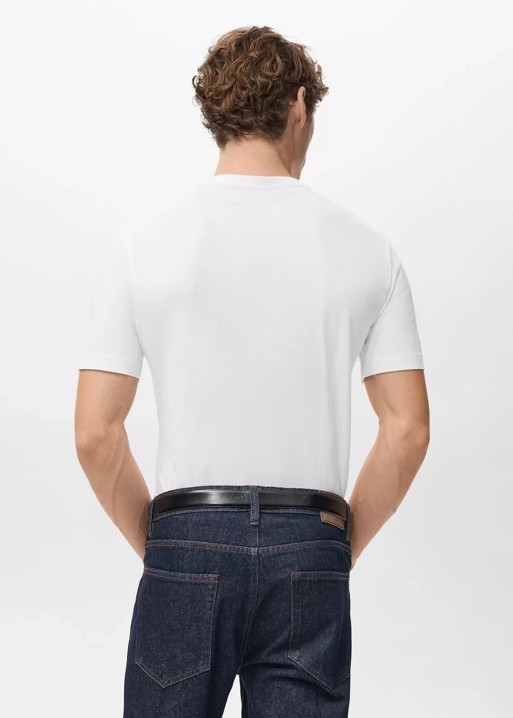 White Stretch Cotton T-Shirts, Set Of 2, White, large image number 2