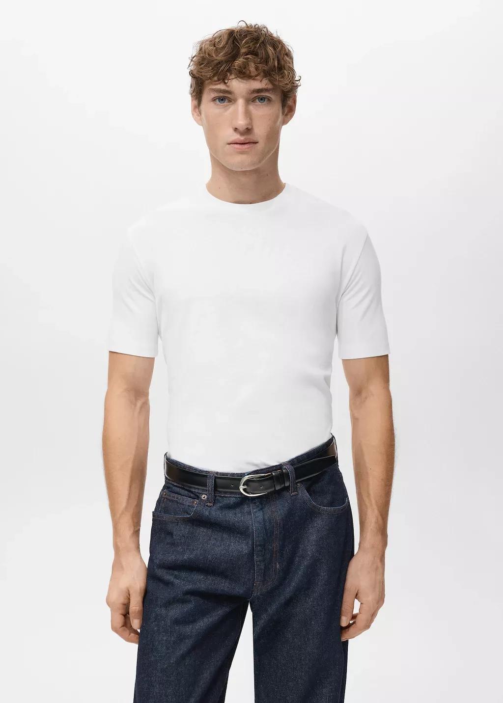 White Stretch Cotton T-Shirts, Set Of 2, 0201_01, large image number 3