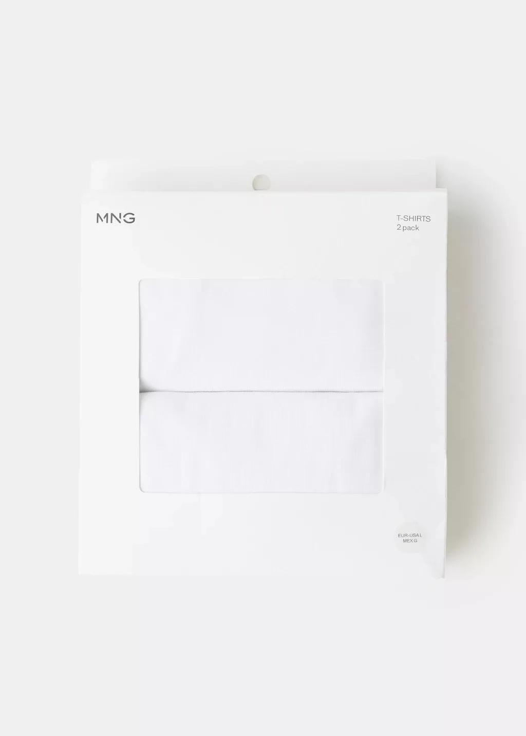 White Stretch Cotton T-Shirts, Set Of 2, White, large image number 5