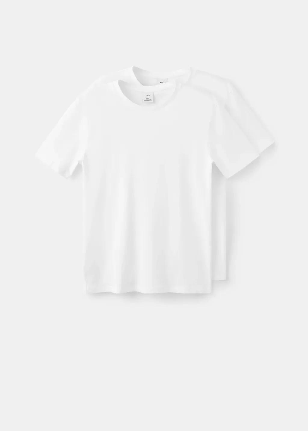 White Stretch Cotton T-Shirts, Set Of 2, White, large image number 7