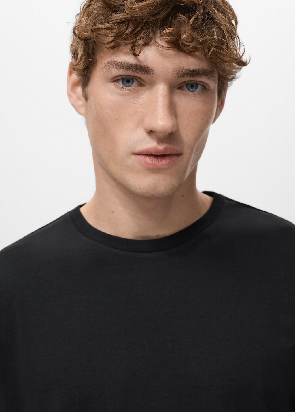 Black Pack Of 2 Stretch Cotton T-Shirts, Black, large image number 4