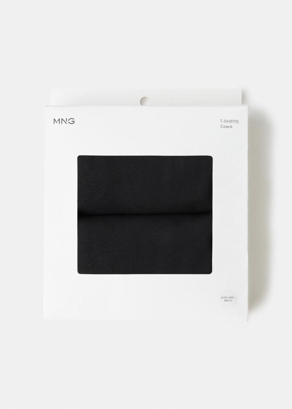 Black Pack Of 2 Stretch Cotton T-Shirts, Black, large image number 5