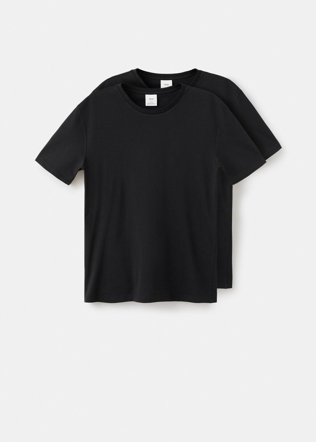 Black Pack Of 2 Stretch Cotton T-Shirts, Black, large image number 7