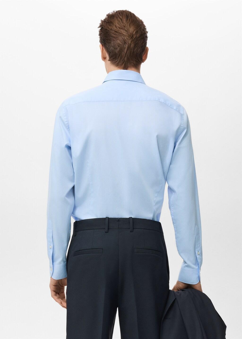Blue Cotton Slim-Fit Shirt, Light-Pastel Blue, large image number 2