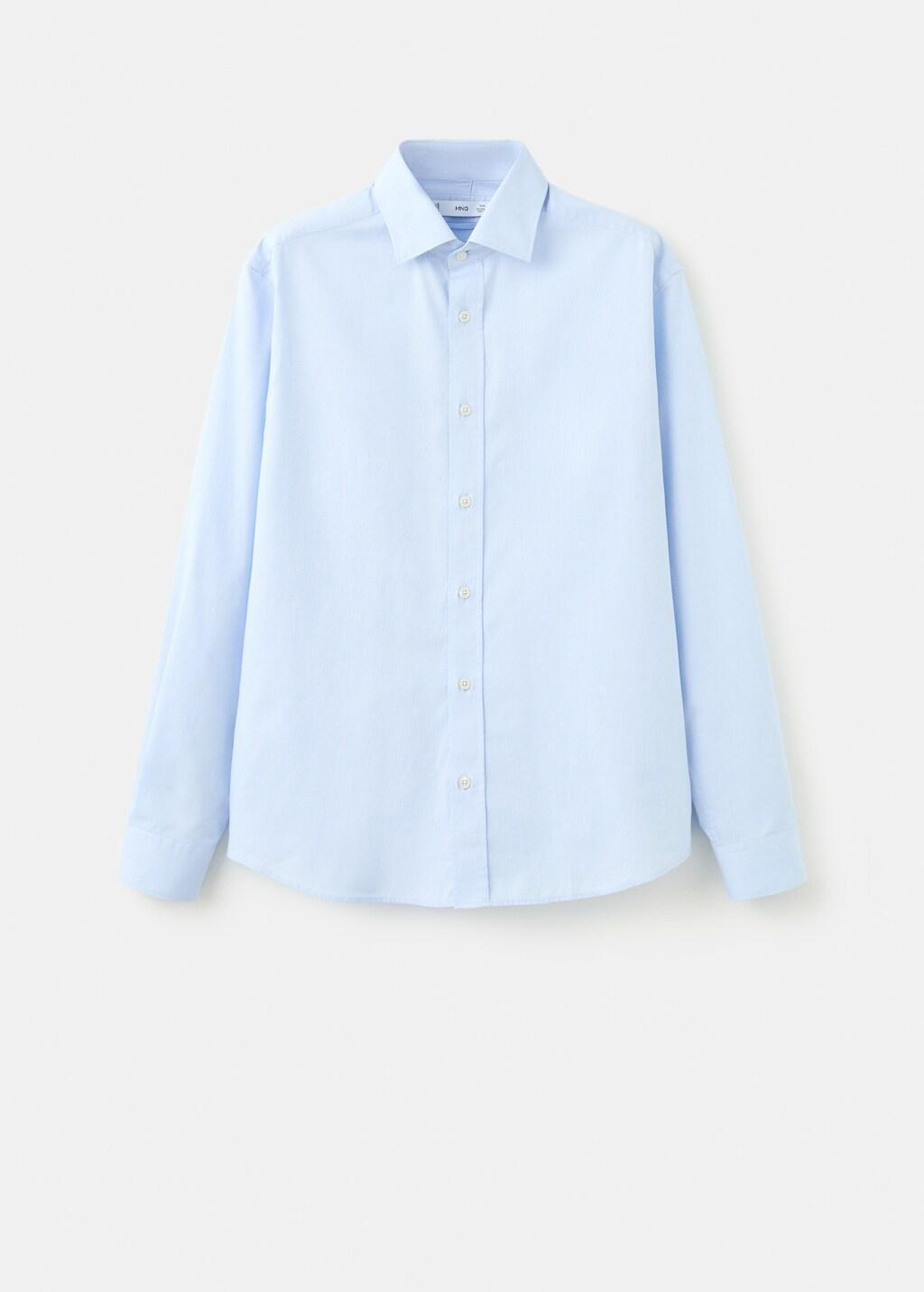 Blue Cotton Slim-Fit Shirt, Light-Pastel Blue, large image number 7