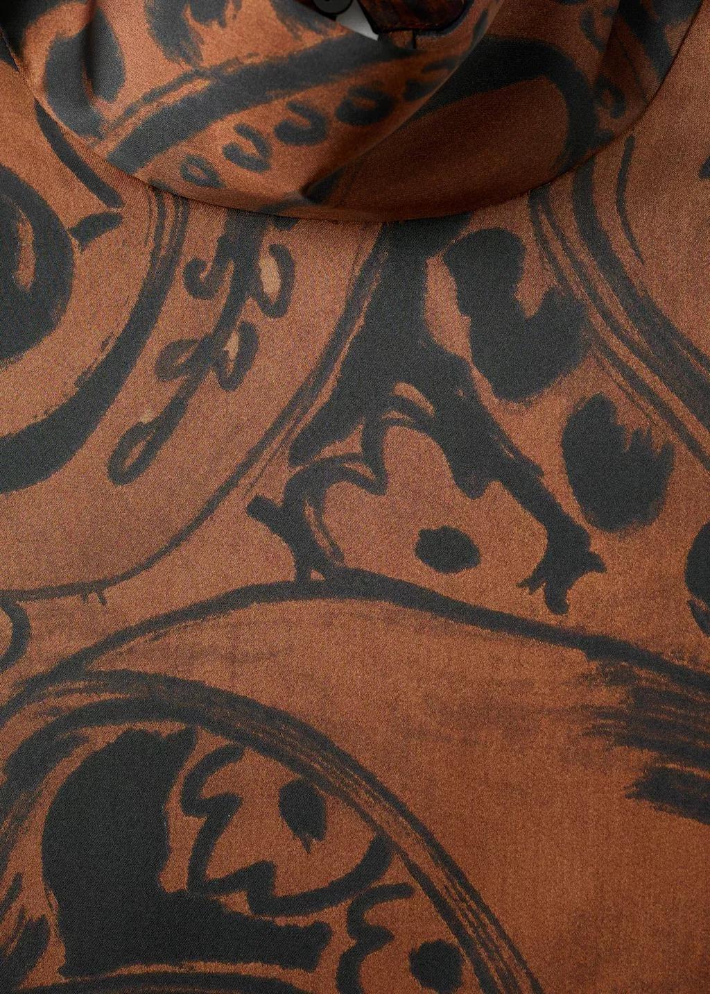 Orange Paisley-Print Satin Blouse, Medium Orange, large image number 1