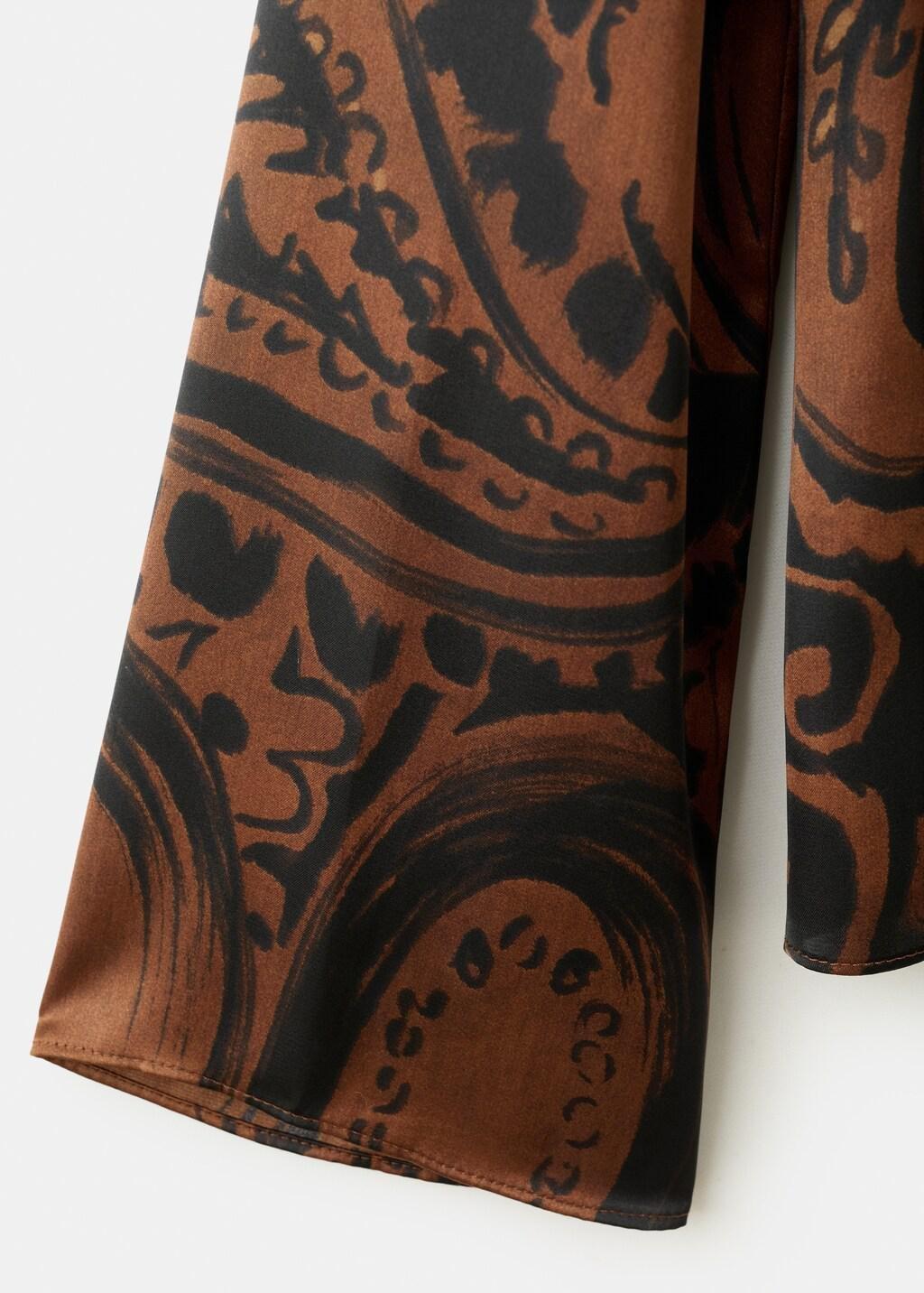 Orange Paisley-Print Satin Blouse, Medium Orange, large image number 5