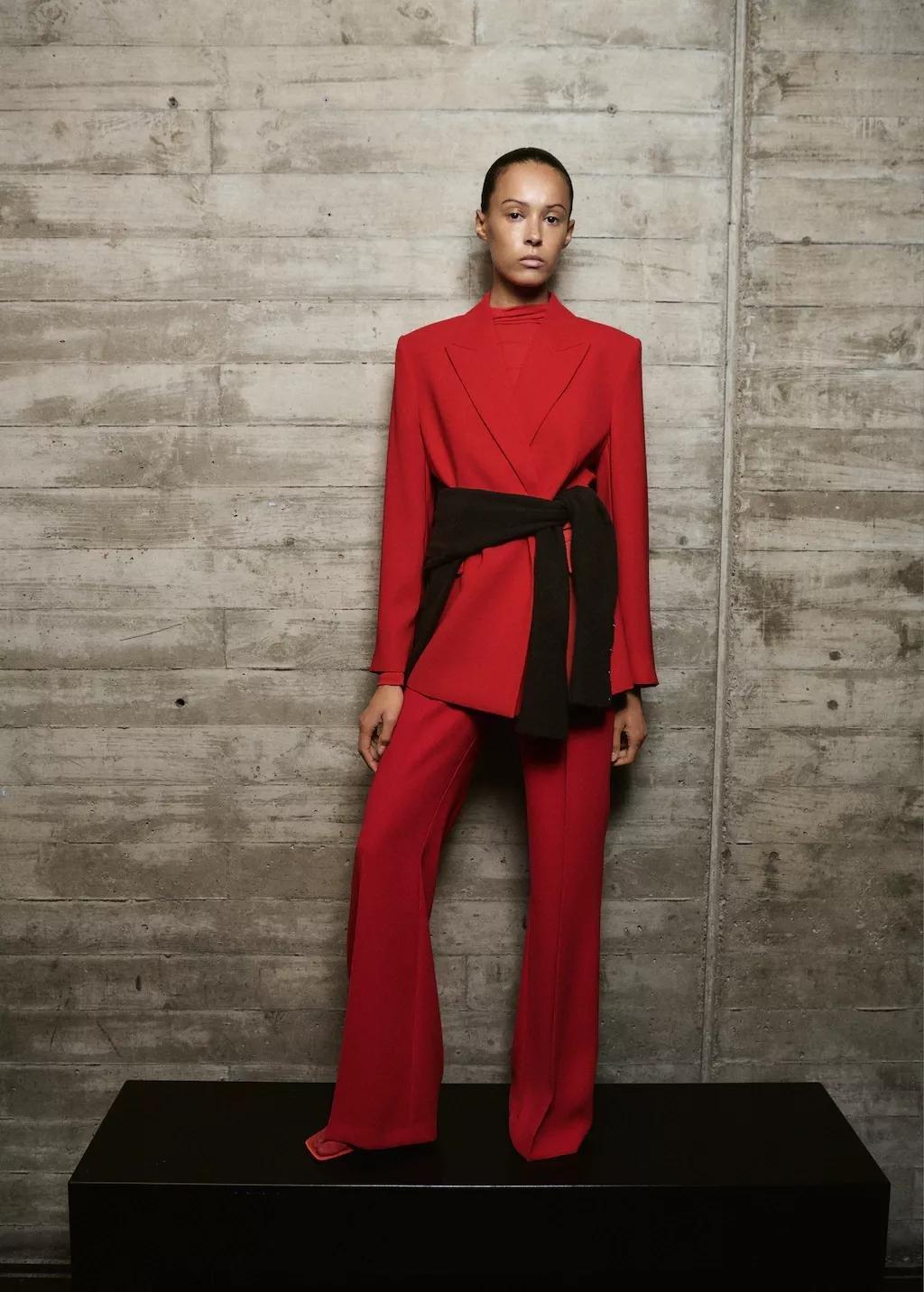 Red High-Waist Suits Trousers, 0201_70, medium