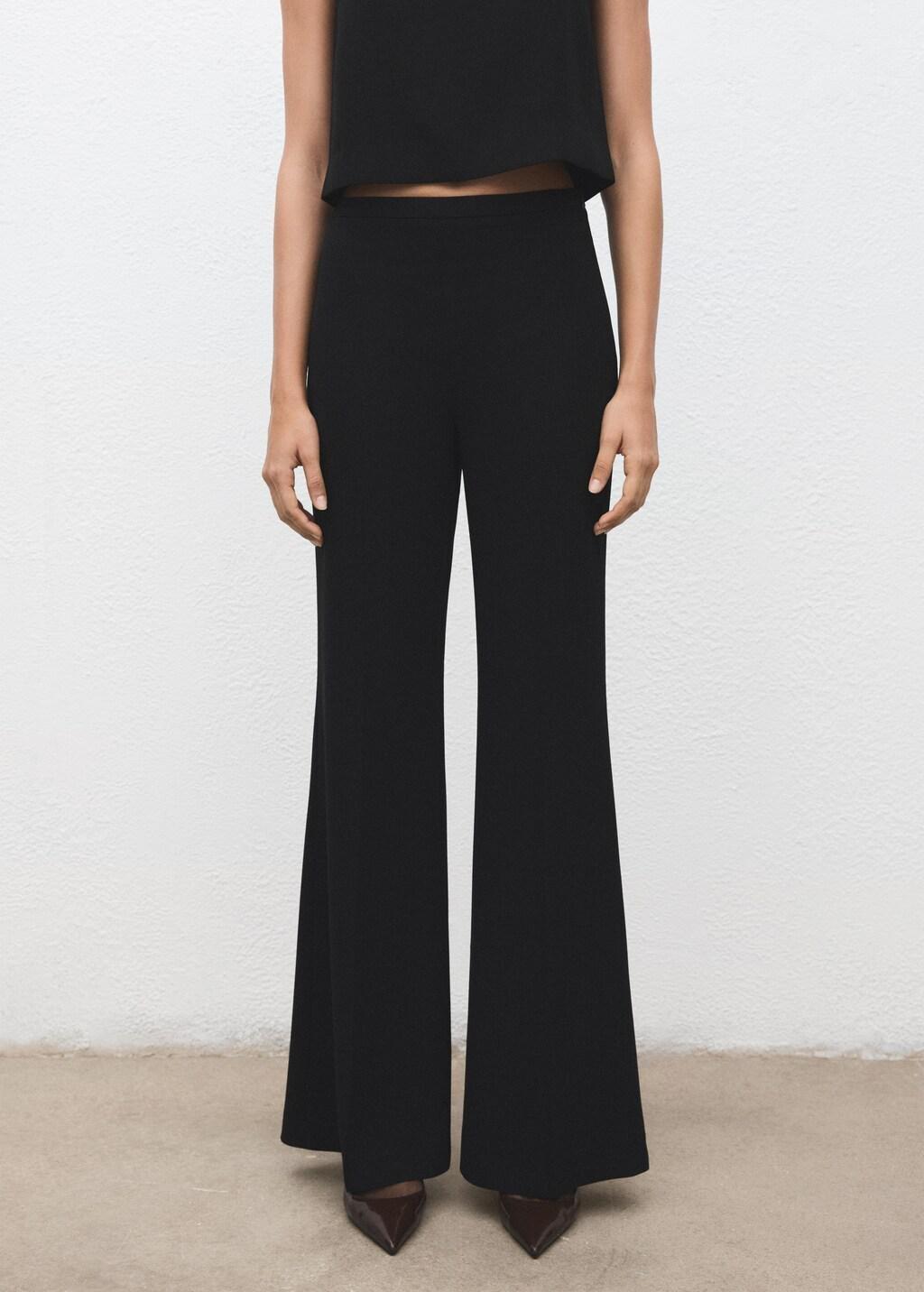 Black High-Waist Suits Trousers, Black, large image number 3
