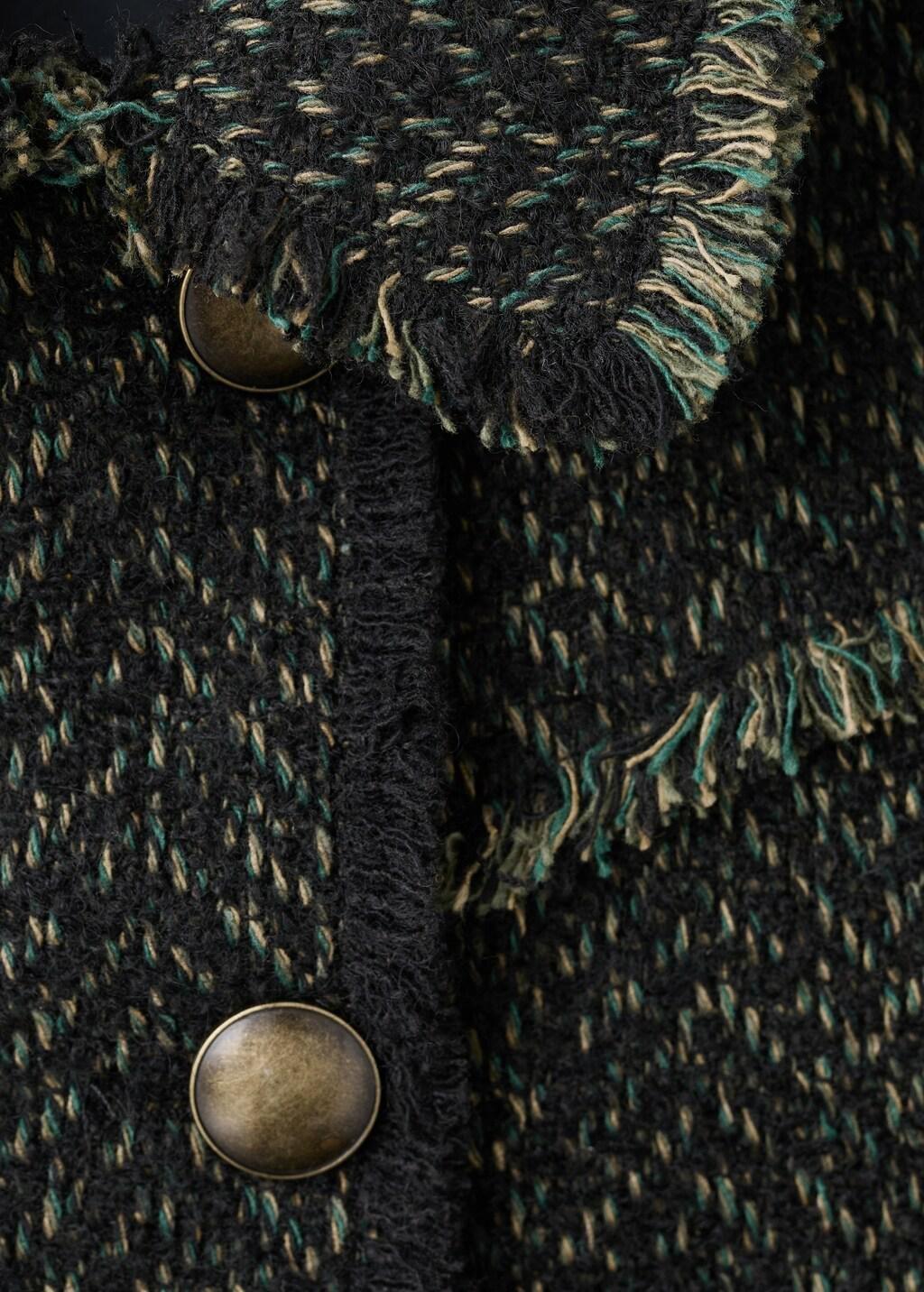 Green Tweed Jacket With Lapel Collar, Green, large image number 1