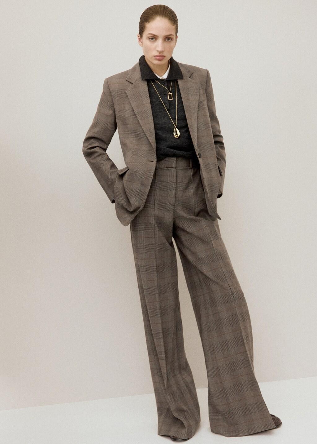 Brown Wool-Blend Check Jacket, Brown, large image number 0