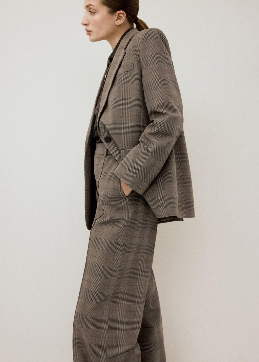 Brown Wool-Blend Check Jacket, Brown, large image number 3